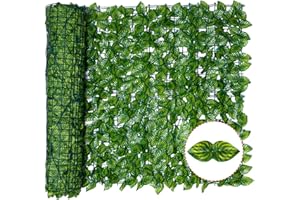 Hidyliu 1 rollo de seto artificial de hiedra artificial, valla de privacidad verde para jardín, decoración de hojas de sandía, protección UV, para exterior, jardín, terraza y patio trasero (0,5 x 3
