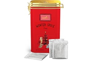 Charbrew Christmas Winnie Winter Spiced Tea – 60 Teabags in Reusable Clip-Top Metal Tin | Festive Spiced Black Tea | Perfect Holiday Tea Gift