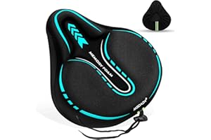 MSDADA Bike Seat Cover Padded, Extra Large Soft Bike Seat Cover Cushion for Men & Women, Comfortable Bike Accessories Gel, Outdoor Indoor Cycling (Cyan)