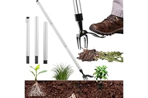 SUQ Extractor de malas hierbas para el jardín, extractor de malas hierbas profesional, herramienta de mango largo con 4 garras, excavación profunda y fuerte