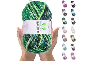 MeriWoolArt Merino Wolle zum Stricken – 75 m Mehrfarbige Dicke Weiche Merinowolle zum Stricken für Pullover Jacken – XXL Handstrickwolle – Voluminöse DIY Wolle für Schals Decken Tücher Geschenke