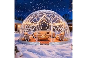 YORKGARGEN 3.6 x 2.2m Gewächshaus Gartenkuppel Igloo,Gartenkuppel TPU Blasenzelt für 4-8 per,Gartenblasenzelt mit 2 Lichterketten, Durchsichtiges Kuppelzelt für Hinterhof,Party,Weihnachten,Hochzeiten