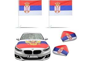 Sonia Originelli Fanset Fanartikel für das Auto Motorhaubenfahne Fensterfahnen Spiegelüberzieher Magentflaggen Farbe: Serbien XL