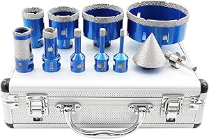 BRSCHNITT Diamond Core Drill Bit Set - 8 Pc. Kit w/10mm, 20mm Finger & 50mm Chamfer bits & M14 Adapter - Ideal for Porcelain, Ceramic, Marble, Granite Drilling