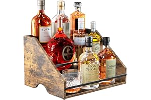 Nuovoware Étagère Bouteilles Liqueur, Étagère Bar Bouteilles Liqueur, Étagère Bouteilles Liqueur 3 Niveaux, Armoire Vin Bouteilles Liqueur, Armoire Bar 12 Bouteilles, Mini Bar Rétro Liqueur, Bois