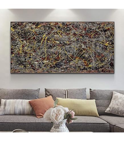 Stampa Su Tela Astratta Blu Di Jackson Pollock | 30 X 45 Cm | Decorazione Parete Moderna Per Casa