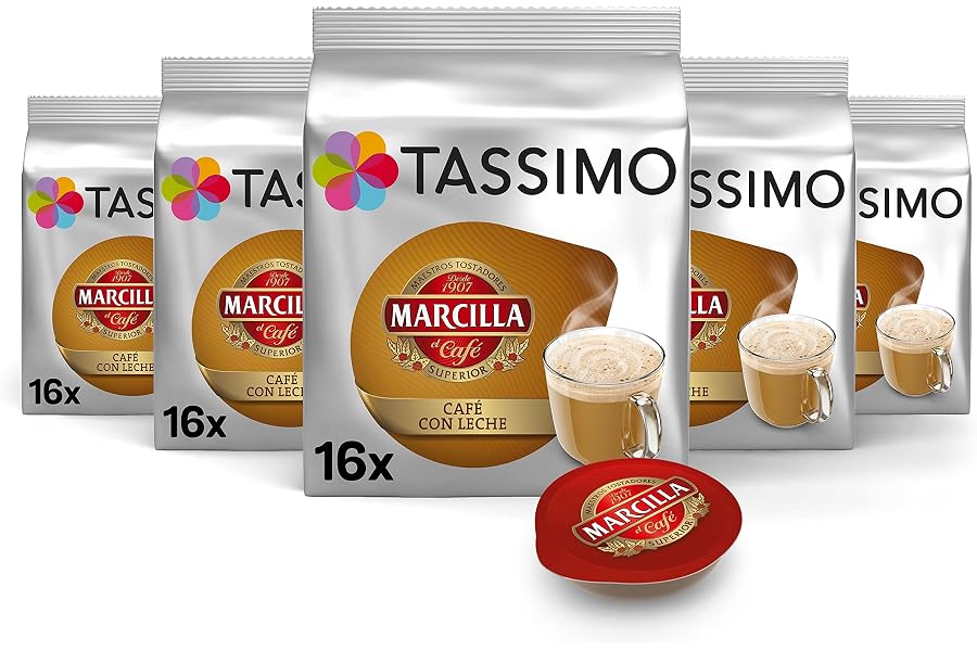 Marcilla Cápsulas de Café Con leche | 80 Cápsulas Compatibles Tassimo
