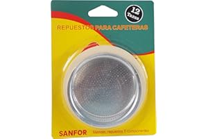 SF SANFOR Sanfor 87027 Joints en caoutchouc + filtre pour machine à café italienne, 12 tasses, caoutchouc blanc, aluminium, 92 x 75 x 8 mm