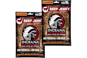 ‎INDIANA JERKY Indiana Beef Jerky Peppered, 2er Pack Geschenkbox (2 x 90 g)