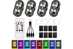 Pixelure Kabellose LED Lichter Autos,8 Farben Drone Light, Antikollisionslichter Strobe Wasserdicht Auto Blitzlicht mit Fernbedienung, USB-Aufladung für RC-Auto,Motorrad, Drohne,Fahrrad(4PCS)
