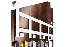 4smile Wieszak na drzwi – biała listwa z haczykami ze stali nierdzewnej do zawieszenia, kompaktowa konstrukcja oszczędzająca miejsce, idealna na ubrania i akcesoria