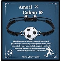 Bracciale Calcio Uomo In Pietra Naturale - Design Intrecciato, Regalo Per Appassionati Di Sport