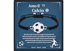 VGWON Regali Braccialetto di Calcio per Ragazzi, Regali di Compleanno e Natale per Ragazzo, Regali per Figli, Nipoti e Fratelli, Braccialetto di Calcio in Pietra Naturale 3D