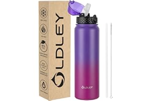 OLDLEY Borraccia in Acciaio Inossidabile con Cannuccia 1L Isolamento Sottovuoto Grande Borraccia in Metallo Bottiglie d'Acqua Tenuta Stagna Mantiene Le Bevande Calde Fredde per Bici Campeggio Sport Palestra