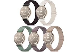 CUNUJIX 5 Stück Elastisch Nylon Armband Ersatz für Garmin Lily 2 / Lily 2 Active Armband,Dehnbare Loop Gewebe Ersatzband für Garmin Lily 2 Damen Herren