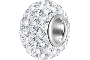 Andante-Stones perle charm en argent sterling 925 * Princesse Blanche * pour bracelets ou colliers modulaires de style européen - Fournie avec un sac de satin