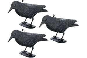 Brandsseller Schwarzer Rabe aus Kunststoff 36 x 20 cm Taubenabwehr Vogelschreck gegen kleine Vögel und Tauben Tierfreundliche Abschreckung - 3 Stück