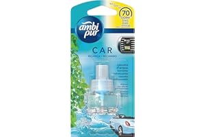 Ambi Pur Profumatore Auto, 1 Ricarica, Fragranza Cascata d'Acqua, Elimina gli Odori Persistenti, Fino a 70 Giorni di Profumo per Ricarica