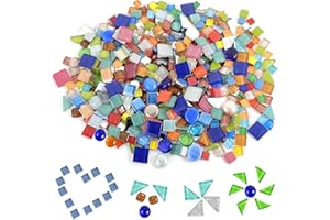 Exquilnova 900 g Mosaiksteine zum Basteln, Polygon Mosaik Bastelset, Mini Glas Mosaik Steine, Bunte Kristall Mosaikfliesen für DIY Kreativ, Blumentöpfe, Bilderrahmen, Untersetzer Deko