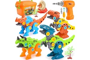 Toyzey Dinosaur Toys for 3 4 5 6 7 8 9 Year Old Boys, Toys for Boys Age 3-9 with Storage Box Electric Drill DIY Construction Animal Educational Toy Gifts for 3-9 Year Old Boy Girls