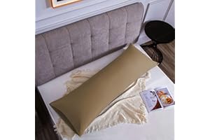 POLIGINO Federe Cuscini Letto Matrimoniale Cotone 45x135 cm 1 PCS, Federe Certificato Oeko-TEX in Premium Cotone 110GSM, Morbida e Traspirante, Ipoallergenica -Tortora