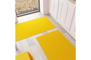 PETTI Artigiani Italiani - Tappeto Cucina, Passatoia Cucina, Tappeto Cucina Lavabile Antiscivolo, Tappeto Runner Cucina, Tappeto Tinta Unita 52x280 cm Giallo, 100% Made in Italy