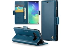 Rerzoiro Handyhülle für Samsung Galaxy S10 Plus Hülle, Premium PU Leder Klapphülle RFID Schutzhülle Magnet Kartenfach Standfunktion Flip Wallet Tasche Case Kompatibel Samsung S10 Plus, Blau