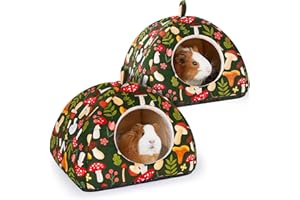 Hedgeink Meerschweinchen Bett 2er Set – Waschbares Hamsterhaus mit weichen Matten, Kaninchen Versteck mit Rutschfester Unterseite, Kleintier Höhle für Igel, Chinchilla, Frettchen
