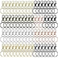 Grevosea 70 Pcs Key Chain Clip Hooks, Swivel Clasps Set 35 Piece Lanyard Snap Hooks with 35 Piece Key Chain Rings Lobster Clasp Keychain Hooks Lobster Claw Clasps for Keychain Jewelry DIY (7 Colors)