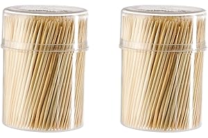 1000 x Cure-Dents en Bois, Piques Cocktails dans une Boîte Distributrice, Cure Dents en Bois, CureDents pour la Cuisine, 6,5 cm