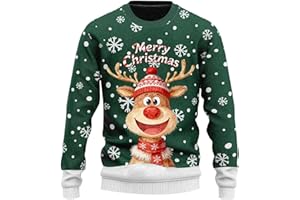 Generisch Lustig Weihnachtspullover für Damen und Herren - Weihnachtspulli - Ugly Christmas Sweater - Warme Strickpullover - Rudolph - Schneeflocken Im Winter Weihnachten Party