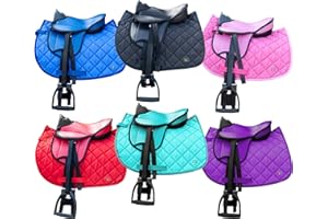 Brama West Kinder Shetty Sattel Set „My Little Pony“ | Sattel für Shetty Pony Holzpferd Plüschpferd | mit Satteldecke, Sattelgurt, Steigbügel & Steigbügelriemen - Schwarz