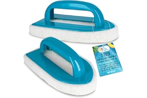 U.S. Pool Supply Scrub Brush, 2 Pack - Surface Scrubbing Sponges - Clean Pool Tile & Grout, Walls, Vinyl Liners, Spas - Reusable