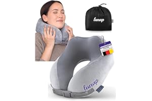 ‎LUNAP lunap Reisekissen Flugzeug | Nackenkissen Memory Foam atmungsaktiv + waschbar | Nackenhörnchen Erwachsene | Nackenkissen Flugzeug, Auto | Travel Pillow Neck GRAU | Flugzeug Reise Flugzeug