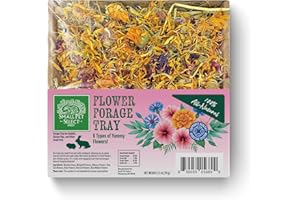 Flower Forage Tray by Small Pet Select – All-Natural Treat with Hibiscus, Marigold, Rose & Meadow Grass for Rabbits, Guinea Pigs & Small Pets