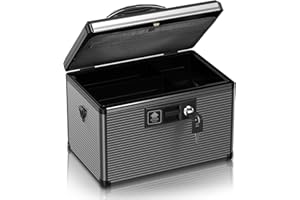 ZORVIDSON Medicine Lock Box with Key,Portable Medication Lock Box with Removeable Tray, Medicine Storage Box for Home (Black, Medium)