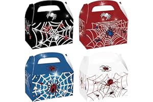 ROARING GOOD TIME 12 PCS Spider Birthday Decoration Favor Bags Boxes Party Candy Bags Car Goodie Gift Treat Bags Superhero Themed Birthday Party Supplies