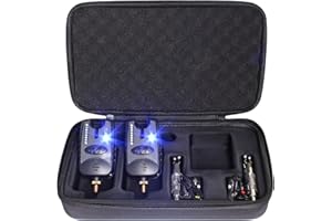 OKVGO Sound and Light Fishing Bite Alarms with Adjustable Functions of 8 modes Sensitivity 8 modes Tone and 8 modes Volume with 1 Output Speaker and 10 Smart LED Indicator Light with Swinger Hanger