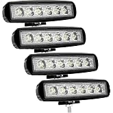 Kraumi 18W LED Work Light Car Spotlights 12V 24V Tractor Led Headlights 9,200LM 6000K IP67 Waterproof Off-Road LED Work Light
