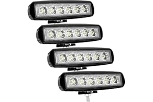 Kraumi Faro da Lavoro LED 18W Linea lunga Fari Led 12V 24V Fari di Profondità Impermeabile IP67 Luci di Lavoro Fuoristrada per Moto Auto ATV SUV Trattore, 6500K(4 pezzi)