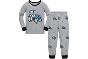 LANGUBABY Pijamas Niño Dinosaurio Algodon Ropa de Dormir Manga Larga Conjunto Pijamas Dos Piezas para Niños 1-12 Años