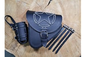 ‎ORLETANOS ORLETANOS Fortuna White Satteltasche kompatibel mit Seitentasche Schwingentasche Harley Davidson Tasche schwarz Bikertasche Fatboy Heritage Starrahmen Rahmen Schwinke Linke Seite Leder