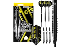 Harrows NX90 90% Tungstène Set de Fléchettes à Pointe en Acier 21g, 22g, 23g, 24g, 25g & 26g - Inclut des Shafts Midi Supergrip Noirs & des Ailes Micron NX90