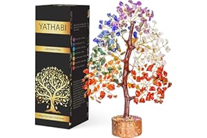 YATHABI Chakra Tree - Healing Crystals - Crystal Tree of Life Decor - Feng Shui - Crystals and Gemstones - Spiritual Decor - Good Luck Charm - Seven Chakra Tree - Chakra Stone
