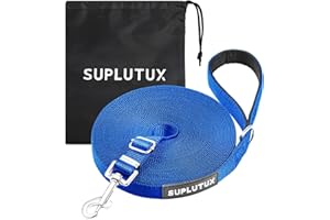 SuplutuX Regolabile Guinzaglio da addestramento per Cani 5M in Nylon con Impugnatura Imbottita Fibbia Zinco Lega per Tutti i Cani Addestramento Del Cane, Giocare, Sicurezza, Campeggio(Blu)