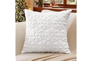 Artscope Lot de 1 Doux Peluche Laine Courte Velours Décoratif Housses de Coussin de Noël Luxe Style pour Canapé Chambre - Flocon de Neige Blanc, 60 x 60 cm