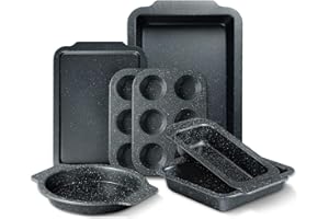 RIOVARM Antiadhésif Set de moules à pâtisserie 7 pièces Batteries de cuisson Feuilles de cuisson pour le four Set de cuisson Feuille de cuisson Cake Pan Moule à pain muffins Poêle à pain cupcakes