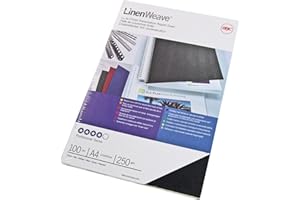 GBC 250 GSM A4 Textured Linen Look Binding Covers - Black [Pack of 100]