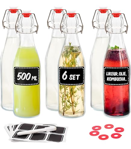 10 Glazen Flessen 250ml Swing Top Vierkant - Flessen met Swing Top om te Vullen - incl. 10