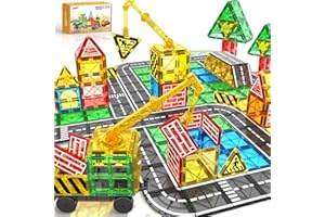KAYSAITOY Magnetic Building Blocks Crane Street Marble Run Toy from 3 4 Years Magnetic Children's Magnetic Game Magnetic Tiles Magnetic Building Blocks Car Christmas Birthday Gift from 2 3 4 5 6 7 8+ Years Boys